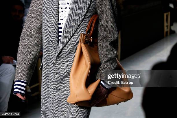 Bag detail at the runway during Burberry show at the London Fashion Week February 2017 collections on February 20, 2017 in London, England.