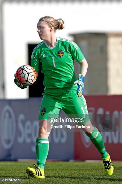 Hedvig Lindahl of Sweden during the Algarve Cup Tournament Match between Sweden W and Netherlands W on March 6, 2017 in Lagos, Portugal.