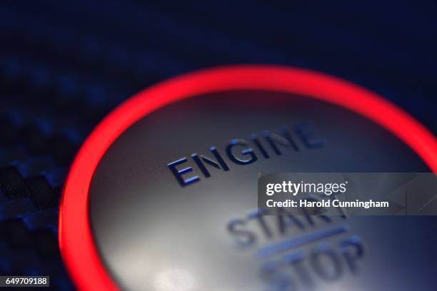 Mercedes-Benz start and stop engine button is seen during the 87th Geneva International Motor Show on March 8, 2017 in Geneva, Switzerland. The...