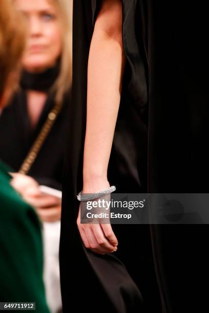 Jewelry detail at the runway during Christopher Kane show at the London Fashion Week February 2017 collections on February 20, 2017 in London,...