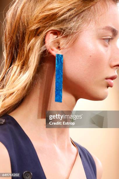 Jewelry detail at the runway during Christopher Kane show at the London Fashion Week February 2017 collections on February 20, 2017 in London,...