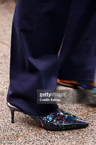 Shoe detail at the runway during Christopher Kane show at the London Fashion Week February 2017 collections on February 20, 2017 in London, England.