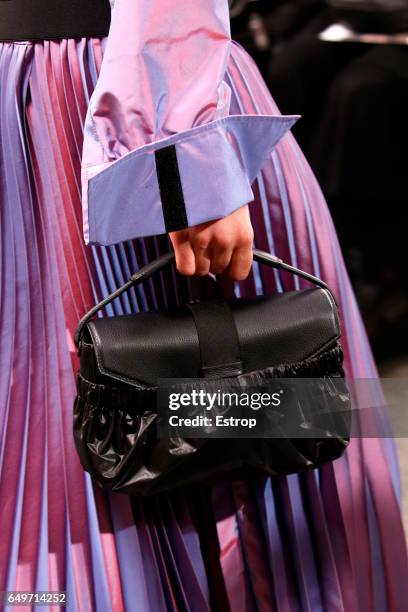 Detail at the runway during Christopher Kane show at the London Fashion Week February 2017 collections on February 20, 2017 in London, England.