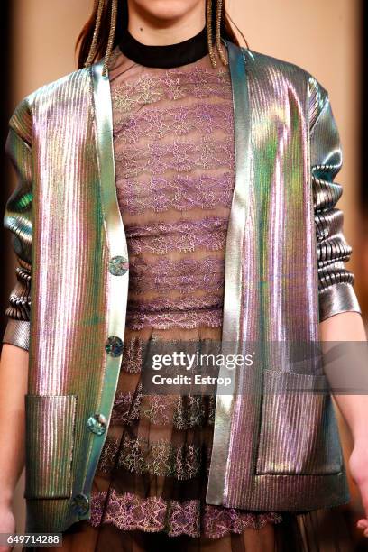 Cloth detail at the runway during Christopher Kane show at the London Fashion Week February 2017 collections on February 20, 2017 in London, England.