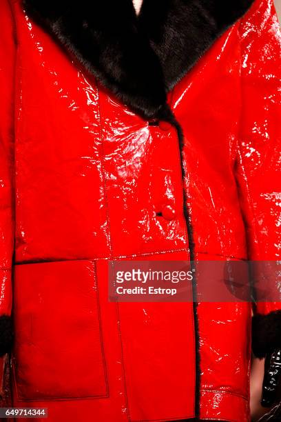 Cloth detail at the runway during Christopher Kane show at the London Fashion Week February 2017 collections on February 20, 2017 in London, England.