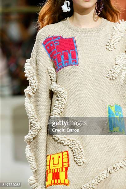 Cloth detail at the runway during Peter Pilotto show at the London Fashion Week February 2017 collections on February 19, 2017 in London, England.