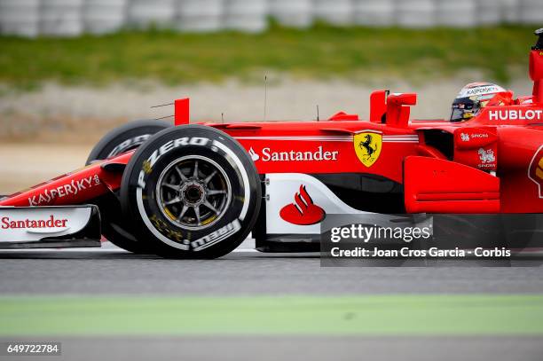 Kimi Räikkönen of Scuderia Ferrari, driving his car during the Formula One preseason tests, on May 8, 2017 in Barcelona, Spain.