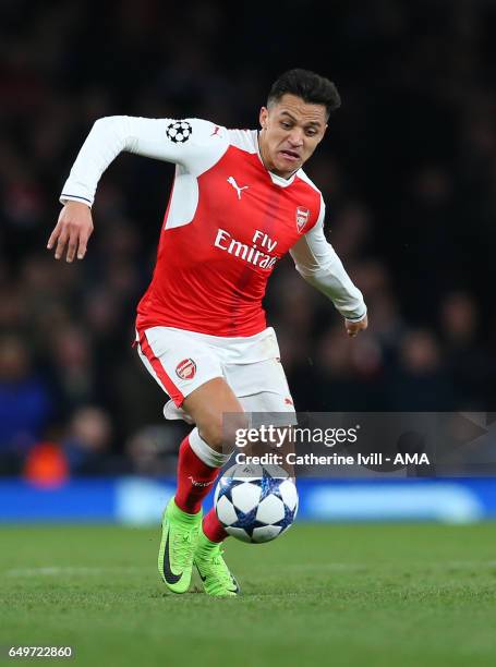 Alexis Sanchez of Arsenal during the UEFA Champions League Round of 16 second leg match between Arsenal FC and FC Bayern Muenchen at Emirates Stadium...