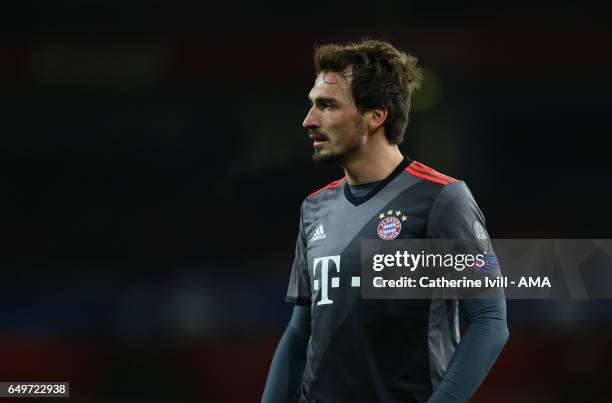 Mats Hummels of Bayern Munich during the UEFA Champions League Round of 16 second leg match between Arsenal FC and FC Bayern Muenchen at Emirates...