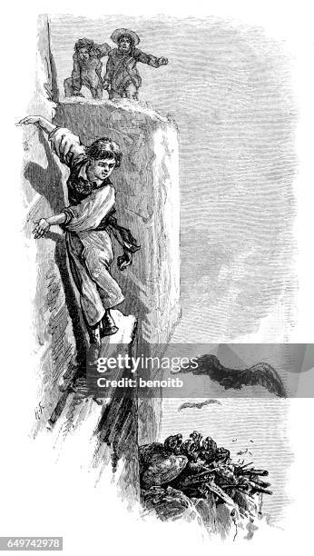 hiking down to the eagle nest - eagle nest stock illustrations