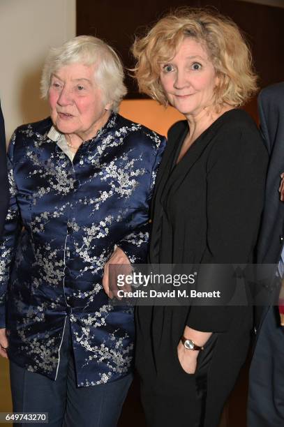 Shirley Williams and Debra Gillett attend the press night after party for The Donmar's production of "Limehouse" at The Hospital Club on March 8,...