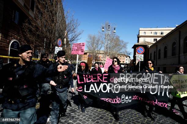 Teachers and school workers in Trastevere protesting for public schools and for gender education during the Global Women's Strike against gender...