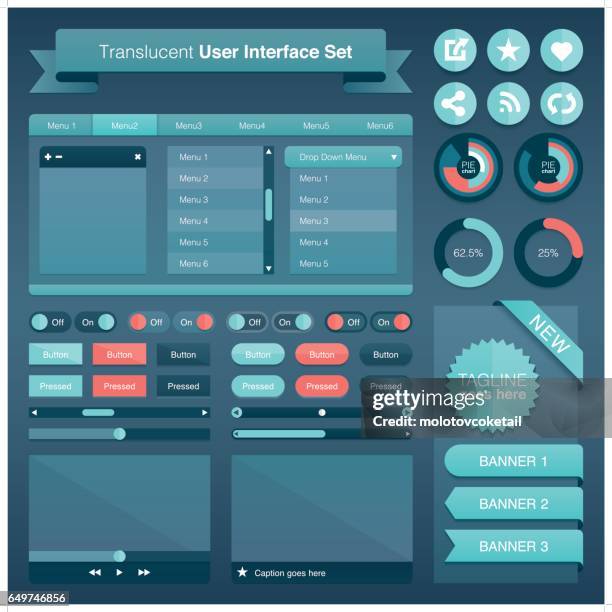 modern translucent graphical user interface set - toggle switch stock illustrations