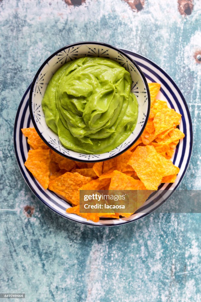 Tortilla Chips with guacamole