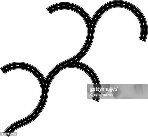 curve road - highway intersection stock illustrations