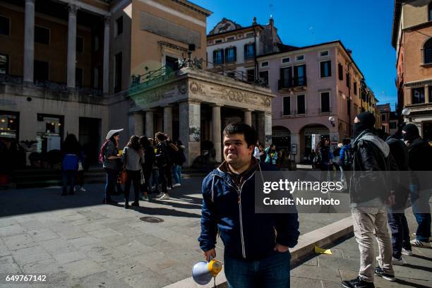 Flash mob in Padua, Italy, on March 8, 2017 to mark International Women's Day. The flashmob called &quot;Un Minuto di Rumore contro anni di...