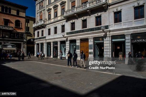 Flash mob in Padua, Italy, on March 8, 2017 to mark International Women's Day. The flashmob called &quot;Un Minuto di Rumore contro anni di...