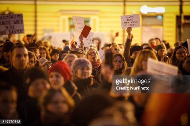 People are seen rallying on International Womens Day on 8 March, 2017. All across the country women came to rally in major cities to protest...