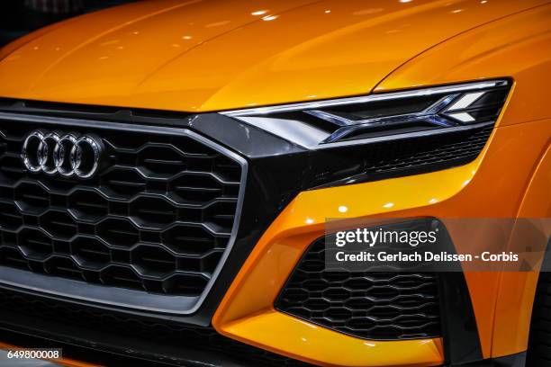 Front detail of the Audi Q8 Sport concept as on display during the second press day of the Geneva Motor Show 2017 at the Geneva Palexpo on March 8,...