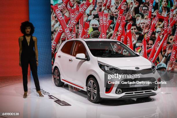 Picanto GT LINE on display during the second press day of the Geneva Motor Show 2017 at the Geneva Palexpo on March 8, 2017 in Geneva, Switzerland.