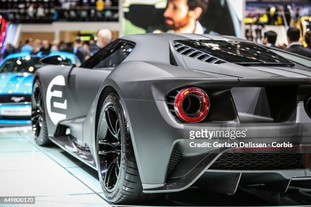 The Ford GT on display during the second press day of the Geneva Motor Show 2017 at the Geneva Palexpo on March 8, 2017 in Geneva, Switzerland.