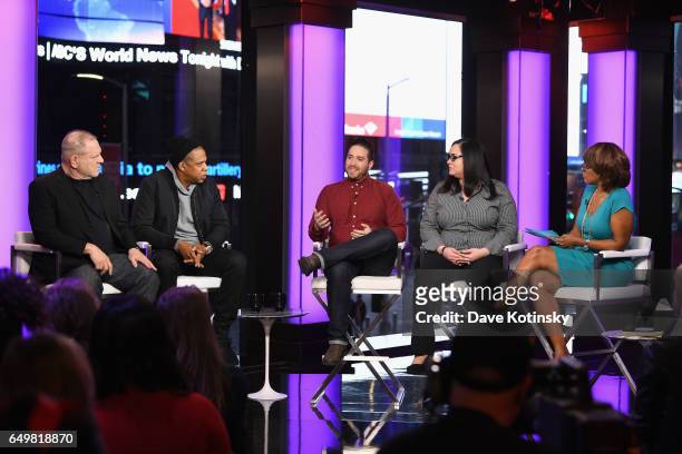 Harvey Weinstein, Jay Z, Jenner Furst, Nicole Browder, and Gayle King speak onstage during TIME AND PUNISHMENT: A Town Hall Discussion with JAY Z and...