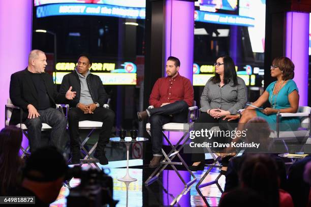 Harvey Weinstein, Jay Z, Jenner Furst, Nicole Browder, and Gayle King speak onstage during TIME AND PUNISHMENT: A Town Hall Discussion with JAY Z and...