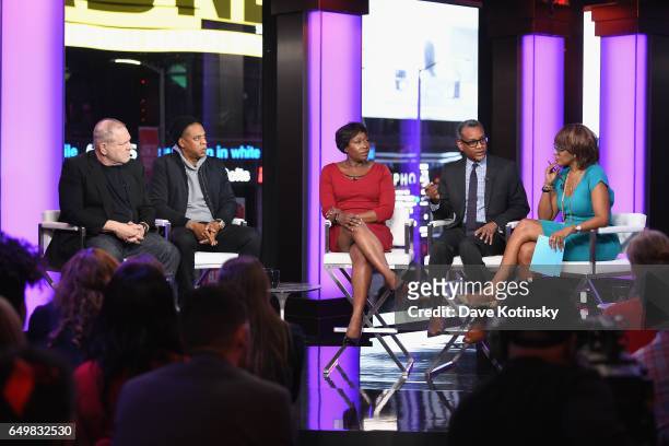 Harvey Weinstein, Jay Z, Joy Reid, Vincent Warren, and Gayle King speak onstage with during TIME AND PUNISHMENT: A Town Hall Discussion with JAY Z...
