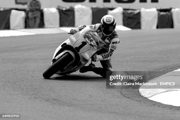 WAYNE RAINEY DURING UNTIMED PRACTICE FOR 500CC AT THE BRITISH GRAND PRIX AT DONNINGTON RACE TRACK.