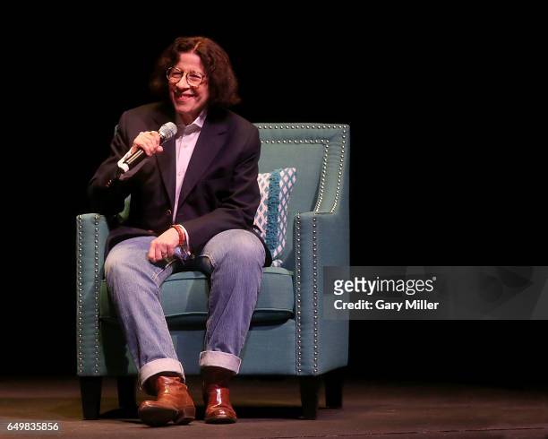 Fran Lebowitz speaks with Evan Smith of The Texas Tribune on International Women's Day at the Long Center on March 8, 2017 in Austin, Texas.