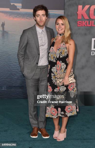 Actor Thomas Middleditch and Mollie Gates attend the premiere of Warner Bros. Pictures' "Kong: Skull Island" at Dolby Theatre on March 8, 2017 in...