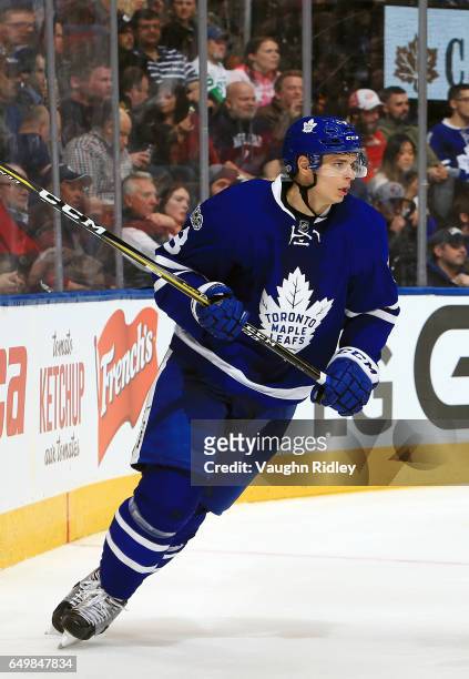 Alexey Marchenko of the Toronto Maple Leafs skates during an NHL game against the Detroit Red Wings at Air Canada Centre on March 7, 2017 in Toronto,...