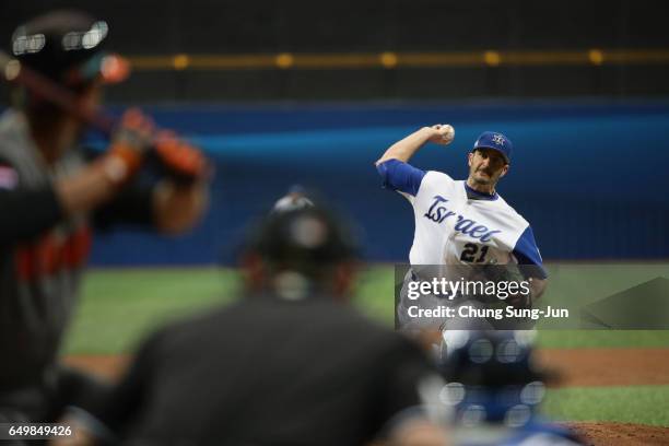 Starting Pitcher Jason Marquis of Israel throws in the top of the first inning during the World Baseball Classic Pool A Game Five between Netherlands...