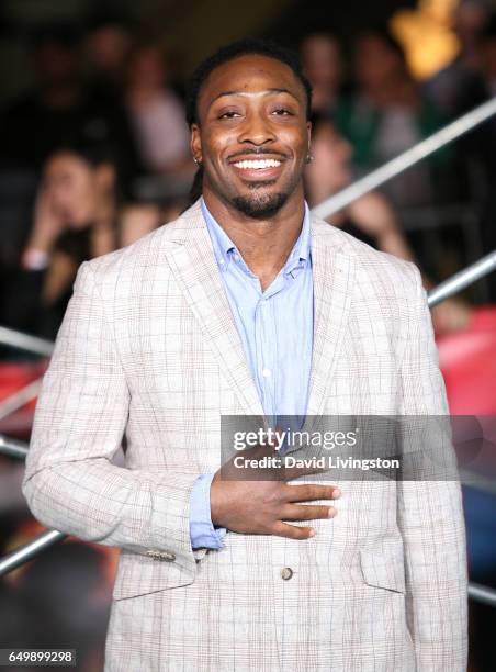 Professional football player Paul Perkins attends the premiere of Warner Bros. Pictures' "Kong: Skull Island" at Dolby Theatre on March 8, 2017 in...