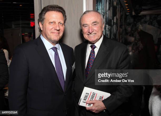 Stuart Sundlun and former NYC Police Commissioner William Bratton attend a moderated speech by Richard Haass hosted by The Common Good at Hunt & Fish...