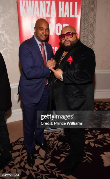 Kwanza Hall and Jazzy Pha attend a Private Dinner supporting Candidate Kwanza Hall at the Georgian Terrace Hotel on March 7, 2017 in Atlanta Georgia.