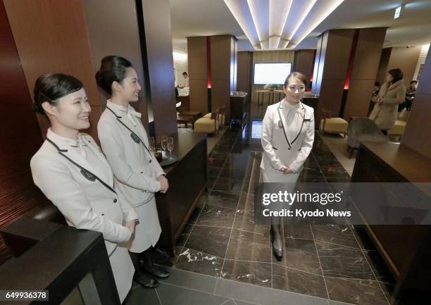 The premium lounge for passengers of East Japan Railway Co.'s new Train Suite Shiki-Shima luxury sleeper train is shown to the media at JR Ueno...