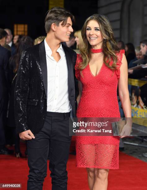 Damian Hurley and Elizabeth Hurley attend the World Premiere of 'The Time Of Their Lives' at the Curzon Mayfair on March 8, 2017 in London, United...