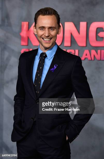 Actor Tom Hiddleston arrives at the Premiere of Warner Bros. Pictures' "Kong: Skull Island" at Dolby Theatre on March 8, 2017 in Hollywood,...