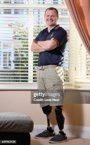 Former Royal Marine Commando Pete Dunning at home on March 2, 2017 in Wallasey, England. Former Royal Marine Commando Pete Dunning from Wallasey was...