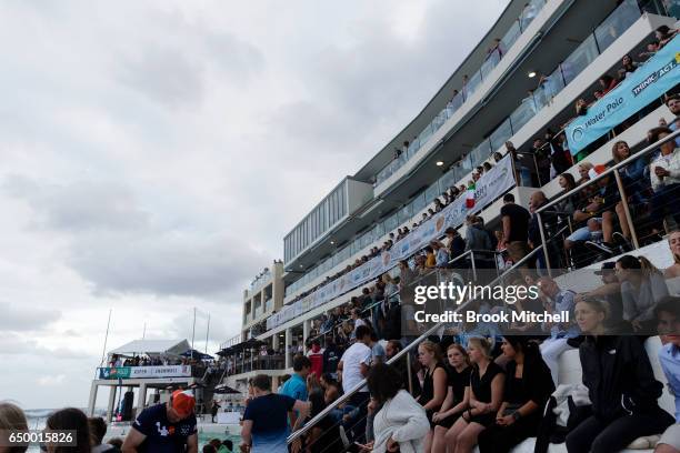 Spectators during Water Polo by the Sea at Bondi Icebergs on March 9, 2017 in Sydney, Australia.