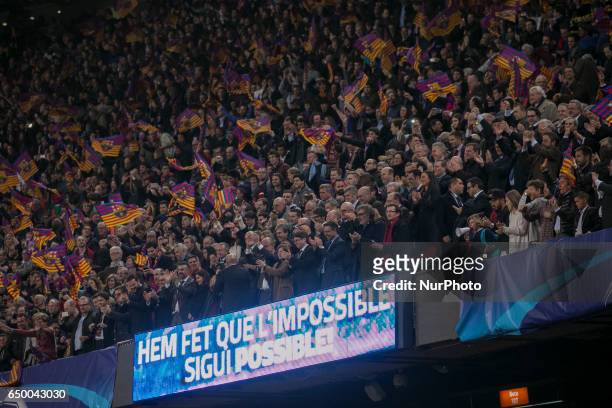 Celebration at the end of the match UEFA Champions League between F.C. Barcelona v PSG, in Barcelona, on march 08, 2017.