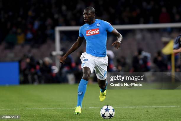 Kalidou Koulibaly of SSC Napoli during the UEFA Champions League match between SSC Napoli and Real Madrid at Stadio San Paolo Naples Italy on 7 March...