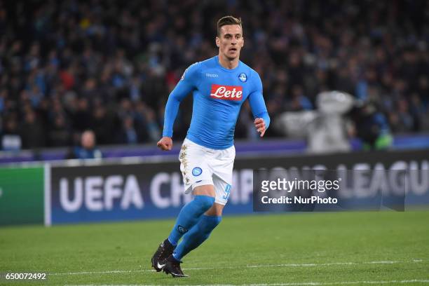 Arkadiusz Milik of SSC Napoli during the UEFA Champions League match between SSC Napoli and Real Madrid at Stadio San Paolo Naples Italy on 7 March...