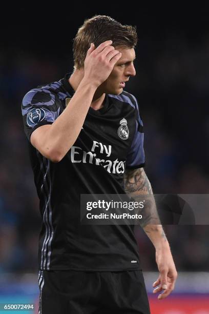 Toni Kroos of Real Madrid CF during the UEFA Champions League match between SSC Napoli and Real Madrid at Stadio San Paolo Naples Italy on 7 March...