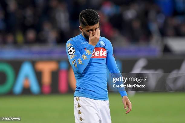 Lorenzo Insigne of SSC Napoli during the UEFA Champions League match between SSC Napoli and Real Madrid at Stadio San Paolo Naples Italy on 7 March...