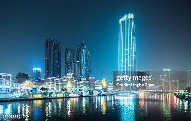 tianjin modern building with haihe river - tianjin stock pictures, royalty-free photos & images