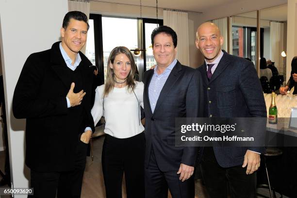 Fredrik Eklund, Dina Lewis, Ziel Feldman and John Gomes attend 11 Beach Model Residence Unveiling Event at 11 Beach Street on March 7, 2017 in New...