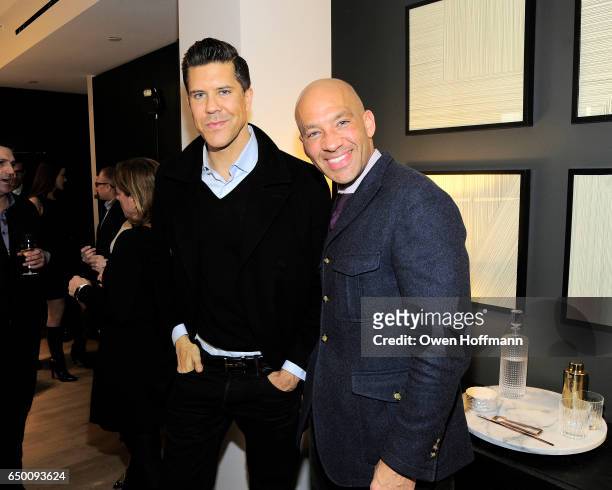 Fredrik Eklund and John Gomes attend 11 Beach Model Residence Unveiling Event at 11 Beach Street on March 7, 2017 in New York City.