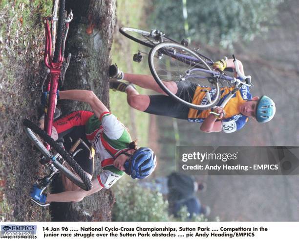 National Cylo-Cross Championships, Sutton Park Competitors in the junior race struggle over obstacles